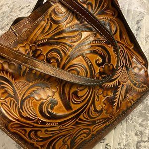 RARE PATRICIA NASH TOSCANO TOOLED LEATHER TOTE BAG